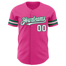 Load image into Gallery viewer, Custom Pink White-Kelly Green Authentic Baseball Jersey
