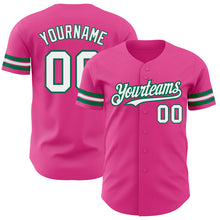 Load image into Gallery viewer, Custom Pink White-Kelly Green Authentic Baseball Jersey
