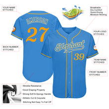 Load image into Gallery viewer, Custom Powder Blue Gold-White Authentic Baseball Jersey
