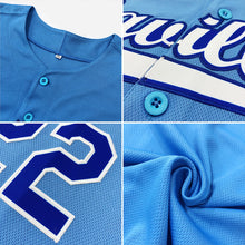 Load image into Gallery viewer, Custom Powder Blue Gold-White Authentic Baseball Jersey
