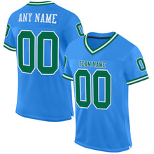 Load image into Gallery viewer, Custom Powder Blue Kelly Green-White Mesh Authentic Throwback Football Jersey
