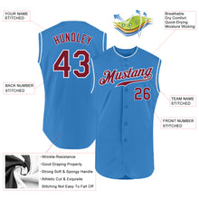 Load image into Gallery viewer, Custom Powder Blue Crimson-White Authentic Sleeveless Baseball Jersey
