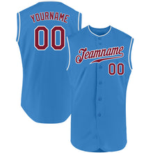 Load image into Gallery viewer, Custom Powder Blue Crimson-White Authentic Sleeveless Baseball Jersey
