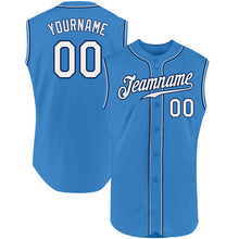 Load image into Gallery viewer, Custom Powder Blue White-Navy Authentic Sleeveless Baseball Jersey
