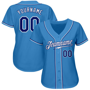 Custom Powder Blue Royal-White Authentic Baseball Jersey