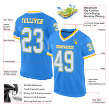 Load image into Gallery viewer, Custom Powder Blue White-Gold Mesh Authentic Throwback Football Jersey
