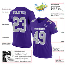 Load image into Gallery viewer, Custom Purple Gray-White Mesh Authentic Football Jersey
