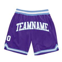 Load image into Gallery viewer, Custom Purple White-Light Blue Authentic Throwback Basketball Shorts
