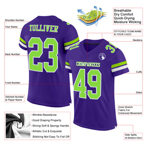 Custom Purple Neon Green-White Mesh Authentic Football Jersey