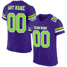 Load image into Gallery viewer, Custom Purple Neon Green-White Mesh Authentic Football Jersey
