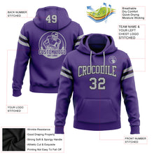 Load image into Gallery viewer, Custom Stitched Purple Gray-Black Football Pullover Sweatshirt Hoodie
