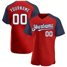 Load image into Gallery viewer, Custom Red White-Navy Authentic Raglan Sleeves Baseball Jersey

