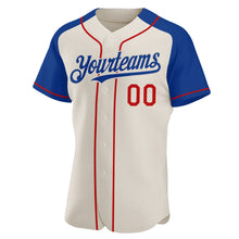 Load image into Gallery viewer, Custom Cream Red-Royal Authentic Raglan Sleeves Baseball Jersey
