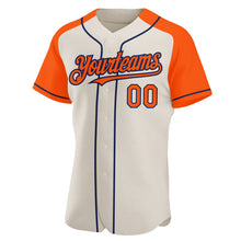 Load image into Gallery viewer, Custom Cream Orange-Navy Authentic Raglan Sleeves Baseball Jersey
