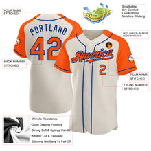 Load image into Gallery viewer, Custom Cream Orange-Royal Authentic Raglan Sleeves Baseball Jersey
