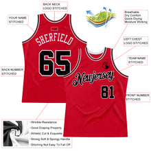 Load image into Gallery viewer, Custom Red Black-Red Authentic Throwback Basketball Jersey
