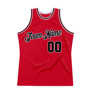 Custom Red Black-Red Authentic Throwback Basketball Jersey