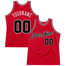 Load image into Gallery viewer, Custom Red Black-Red Authentic Throwback Basketball Jersey
