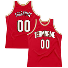 Load image into Gallery viewer, Custom Red White-Old Gold Authentic Throwback Basketball Jersey
