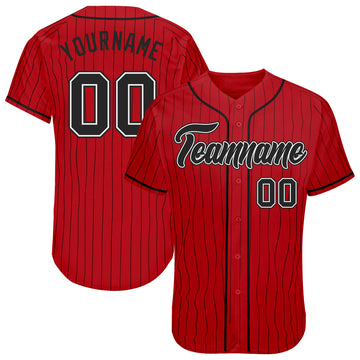 Custom Light Blue White Pinstripe Red-Navy Authentic Baseball Jersey Youth Size:M