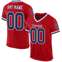 Load image into Gallery viewer, Custom Red Navy-White Mesh Authentic Throwback Football Jersey
