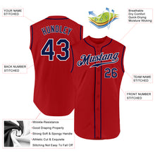 Load image into Gallery viewer, Custom Red Navy-White Authentic Sleeveless Baseball Jersey
