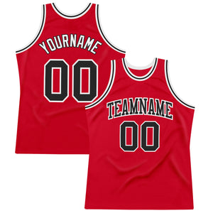 Custom Red Black-White Authentic Throwback Basketball Jersey