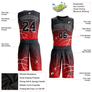 Custom Red Black-White Round Neck Sublimation Basketball Suit Jersey