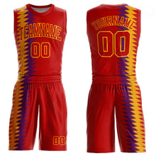 Load image into Gallery viewer, Custom Red Red-Gold Round Neck Sublimation Basketball Suit Jersey
