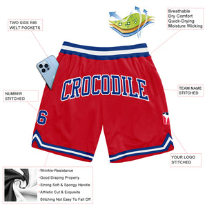 Custom Red Royal-White Authentic Throwback Basketball Shorts