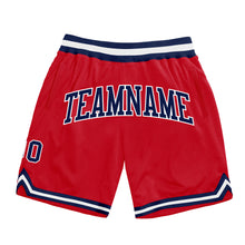 Load image into Gallery viewer, Custom Red Navy-White Authentic Throwback Basketball Shorts
