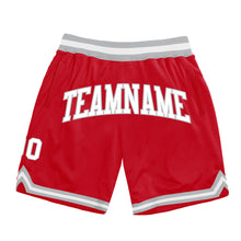 Load image into Gallery viewer, Custom Red White-Gray Authentic Throwback Basketball Shorts
