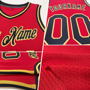 Custom Red Navy-White Authentic Throwback Basketball Jersey