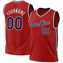 Load image into Gallery viewer, Custom Red Navy-White Authentic Throwback Basketball Jersey
