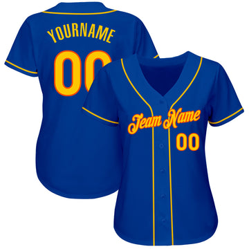 Custom Royal Gold-Orange Authentic Baseball Jersey