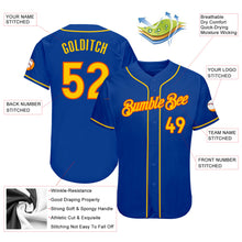 Load image into Gallery viewer, Custom Royal Gold-Orange Authentic Baseball Jersey
