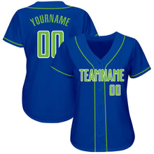 Load image into Gallery viewer, Custom Royal Neon Green-White Authentic Baseball Jersey
