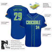 Load image into Gallery viewer, Custom Royal Neon Green-White Authentic Baseball Jersey
