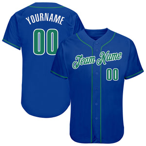 Custom Royal Kelly Green-White Authentic Baseball Jersey