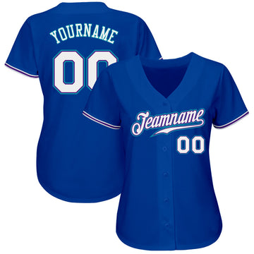 Custom Royal White-Teal Authentic Baseball Jersey