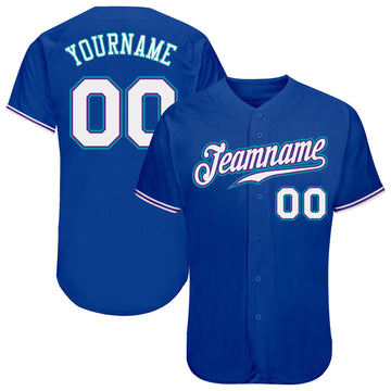 Custom Royal White-Teal Authentic Baseball Jersey