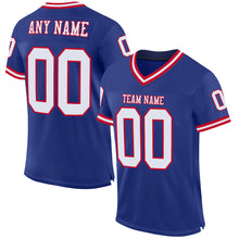 Load image into Gallery viewer, Custom Royal White-Red Mesh Authentic Throwback Football Jersey
