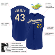 Load image into Gallery viewer, Custom Royal Cream-Gold Authentic Sleeveless Baseball Jersey
