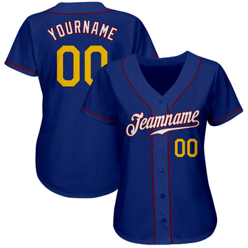 Custom Royal Gold-Crimson Authentic Baseball Jersey