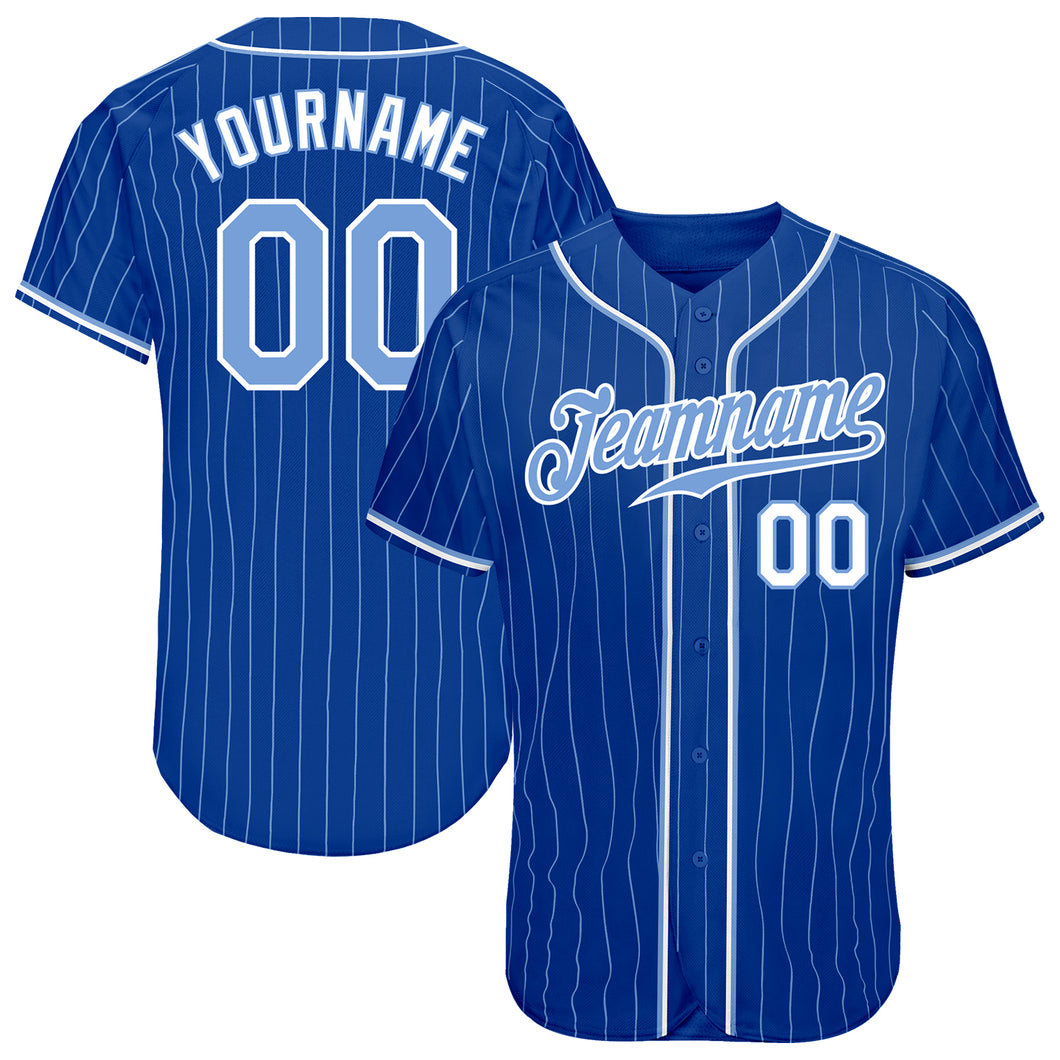 Custom Royal Light Blue Pinstripe Light Blue-White Authentic Baseball Jersey