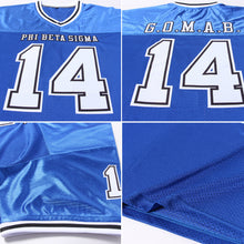 Load image into Gallery viewer, Custom Royal White-Black Mesh Authentic Throwback Football Jersey
