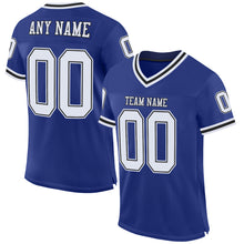 Load image into Gallery viewer, Custom Royal White-Black Mesh Authentic Throwback Football Jersey
