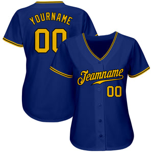 Custom Royal Gold-Black Authentic Baseball Jersey