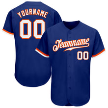 Load image into Gallery viewer, Custom Royal White-Orange Authentic Baseball Jersey
