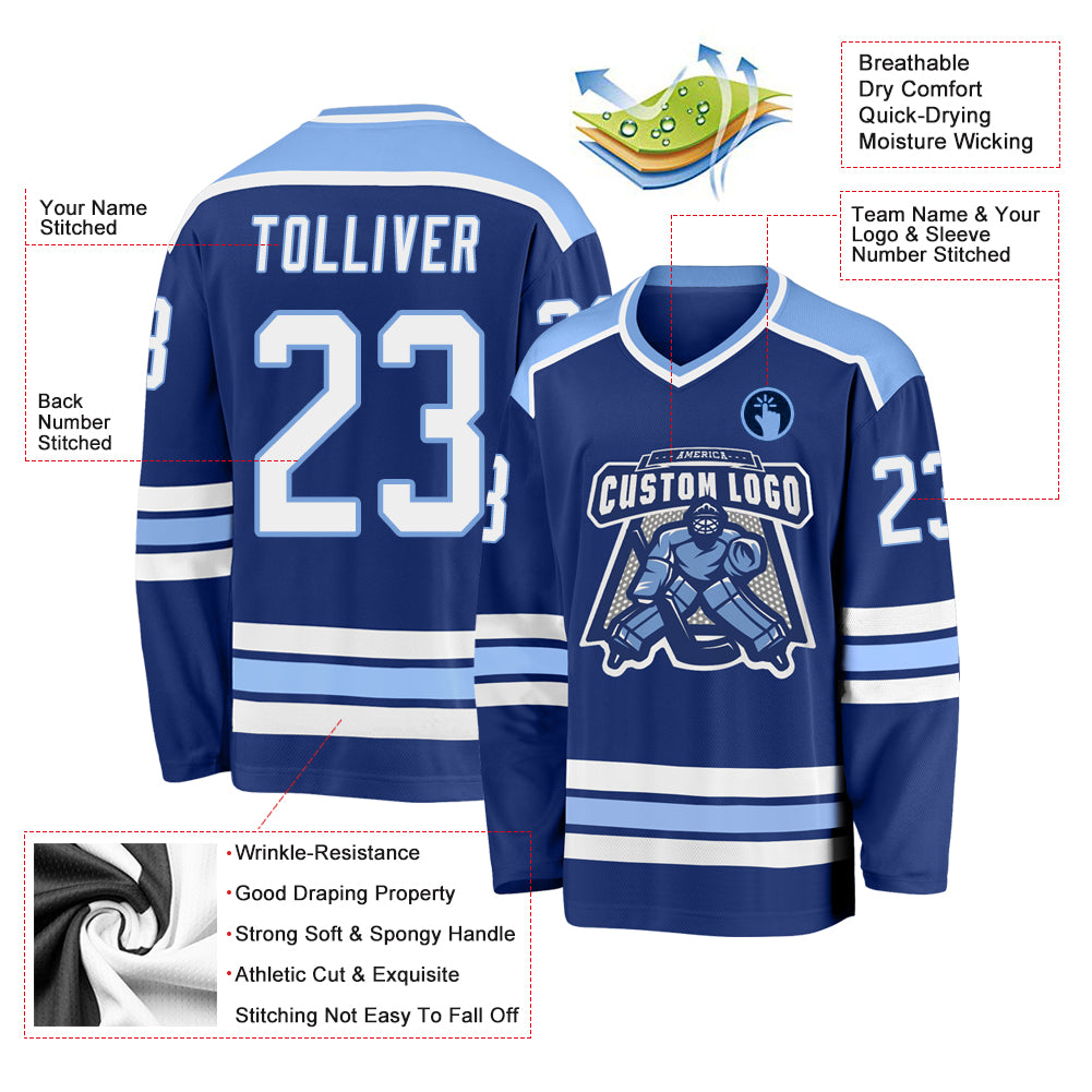 Custom Royal White-Light Blue Hockey Jersey Sale– Fcustom